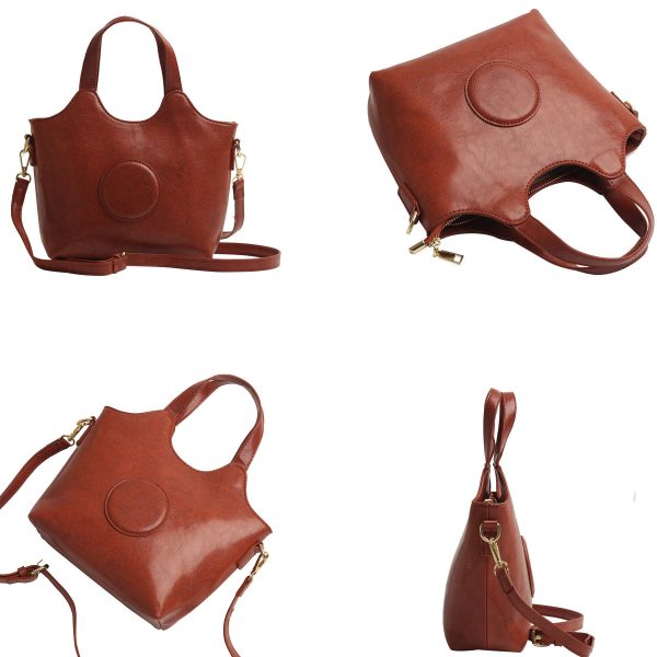 Pu Leather simple waterproof Portable Cross-body Bag Brown