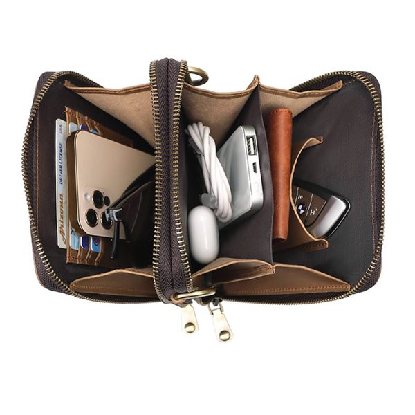 Genuine Leather Men's Casual Small Square Bag