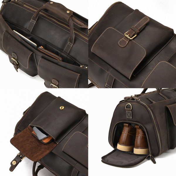 Genuine Leather Hanging Suitcase Suit Business Duffle Bag