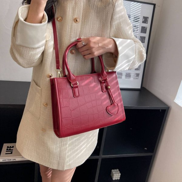 Pu red large capacity crossbody bag