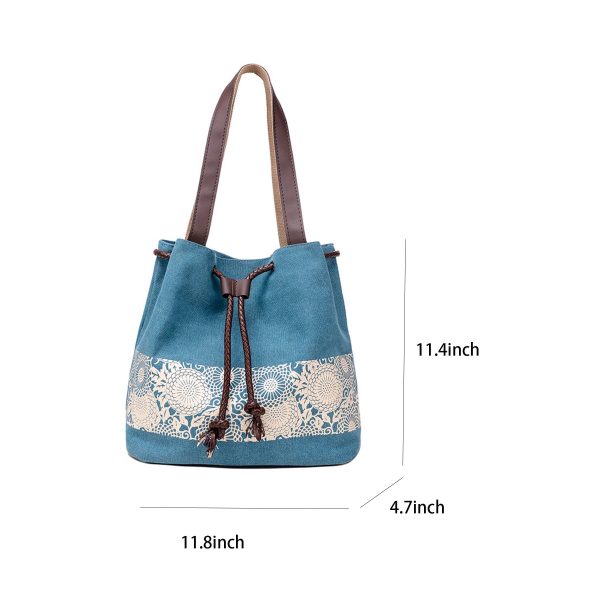 Women Printing Drawstring Canvas Tote Bags