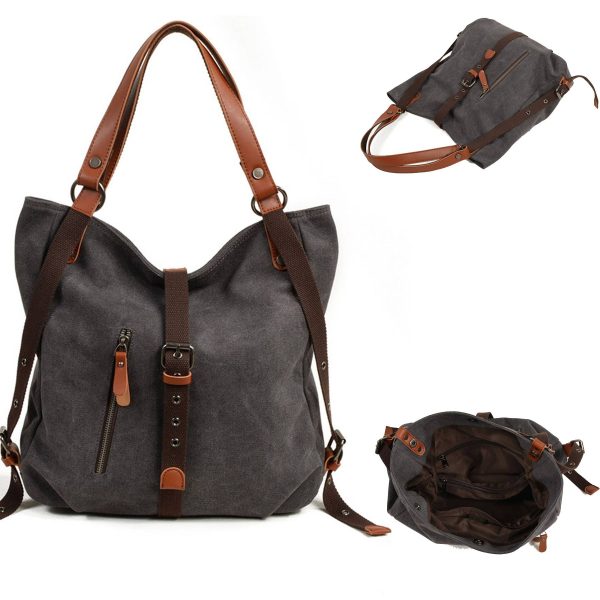 Canvas Multifunctional Shoulder Bucket Backpack