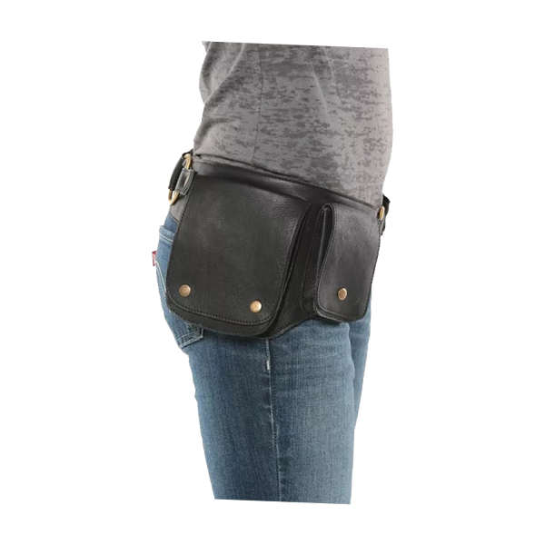 Faux leather punk style vintage waist bag