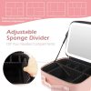 PU Travel Cosmetic Bag with Brush Storage & Mirror