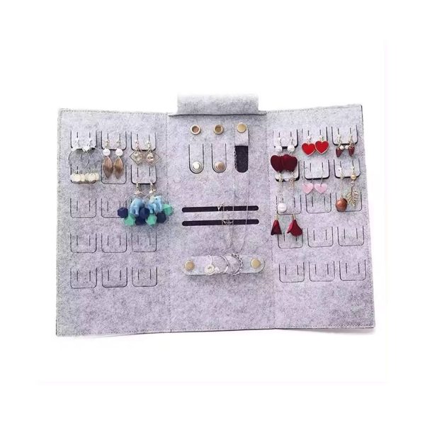 Portable Roll-up Felt Jewelry Roll Storage Bag
