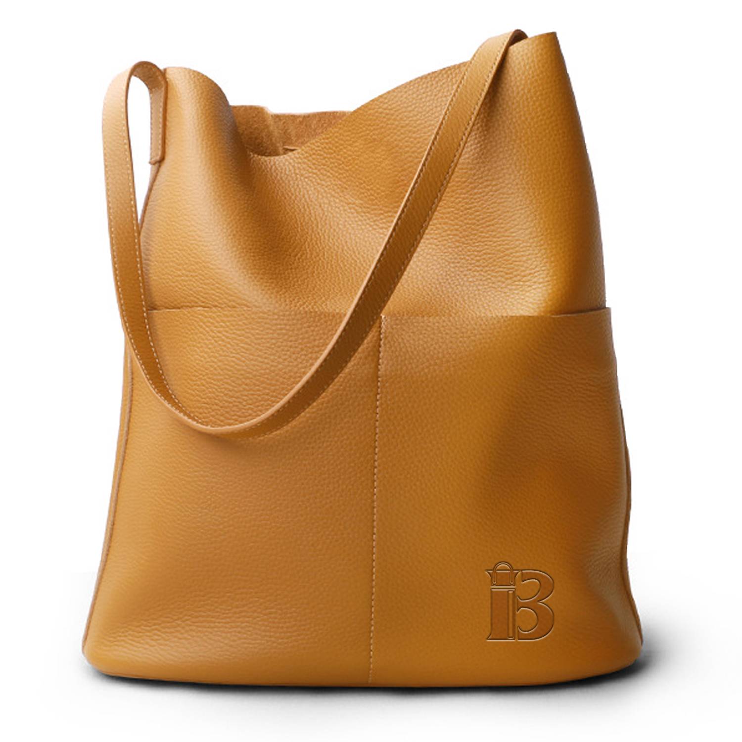 Soft genuine leather large capacity tote bag