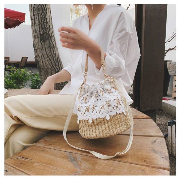 Jute Big Capacity Travel Tote Purse Woven Straw Hobo Bag