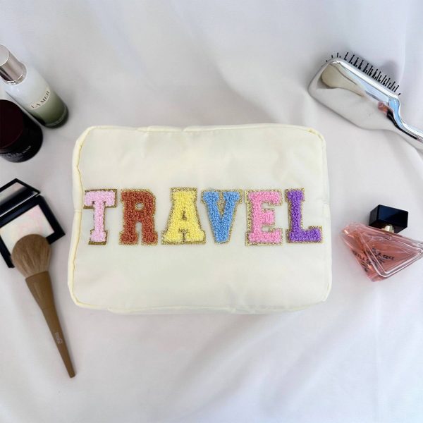 Nylon Large-capacity letter makeup cosmetic bag