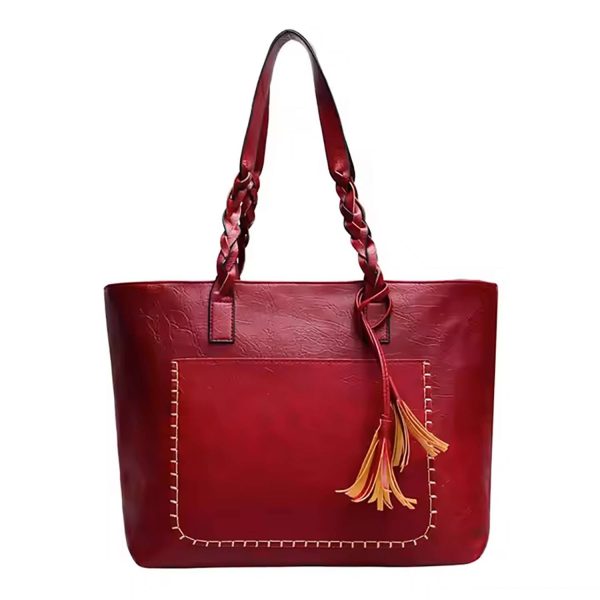Large capacity tassel shoulder bag