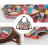 Genuine Leather Colourful hand-paneled shoulder tote bag