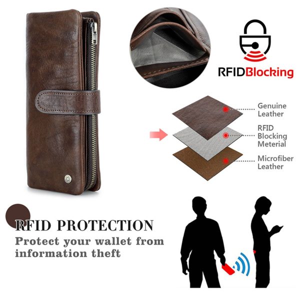 Genuine Leather Anti-theft Ultra Slim Thin Women Wallet