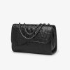 PU Women's fashion black cowhide chain tote bag