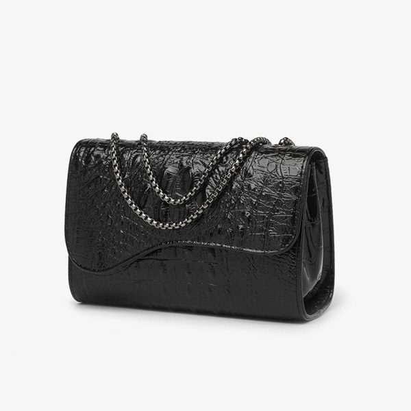 PU Women's fashion black cowhide chain tote bag