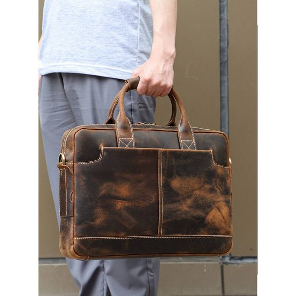 Genuine Leather Briefcase Messenger 15.6 Inch Laptop Bag