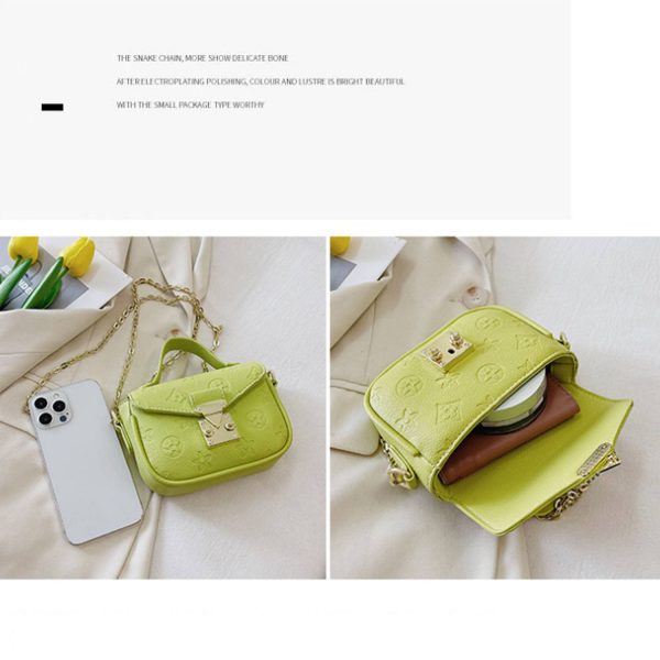 PU Leather Shoulder Bag w/ Metal Chain Strap