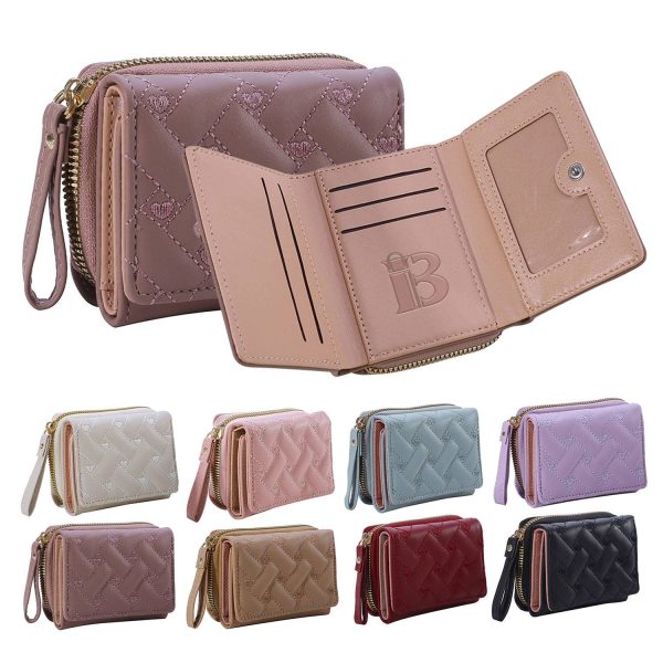 Cute Love-Embroidered Trifold Wallet