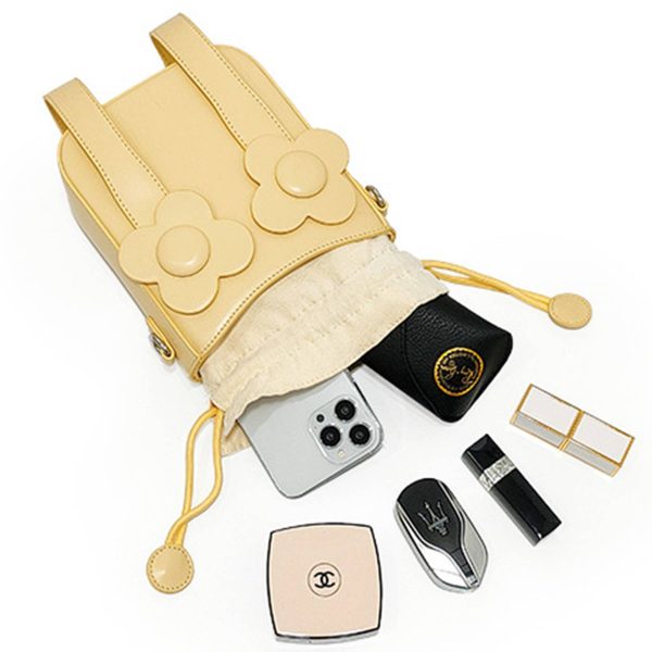 PU Leather Drawstring Bucket Tote Bags for Women