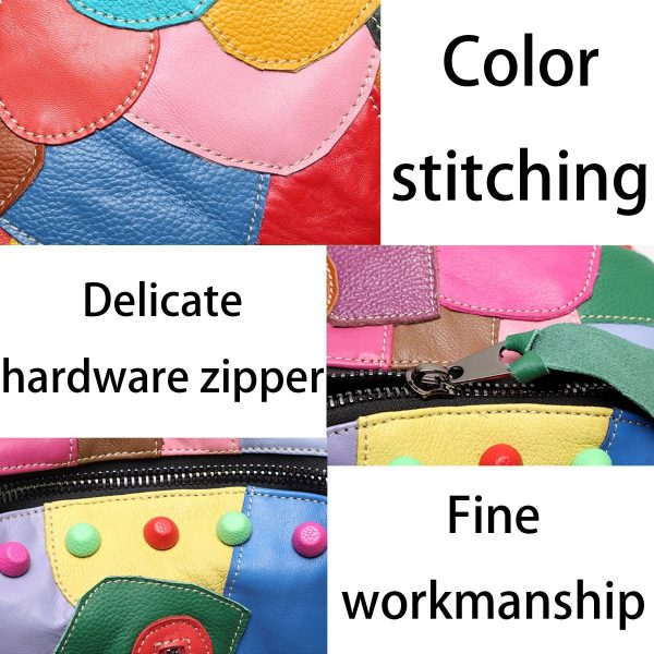 Genuine Leather Large capacity paneled backpack for women