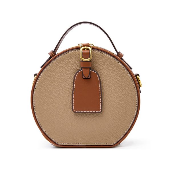 Genuine Leather Round hand-held women's Crossbody bag