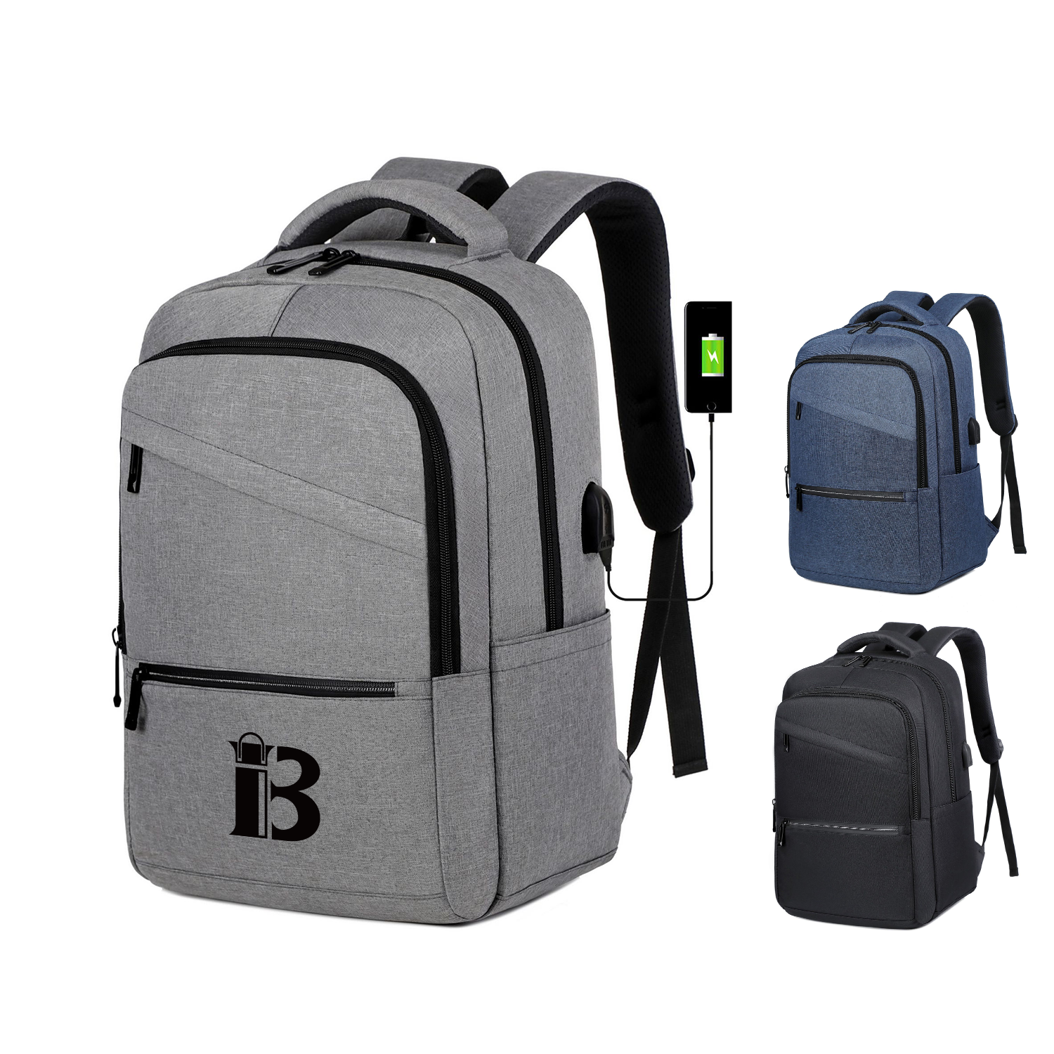 Oxfors Waterproof Backpack With Usb Charging Port