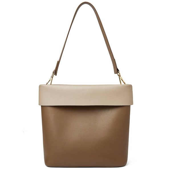 Genuine Leather Color-block shoulder commuter cross-body bag