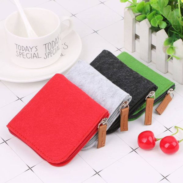 Zippered Felt Fabric Coin Purse