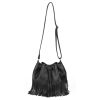 PU Leather Tassel Bucket Crossbody Bag