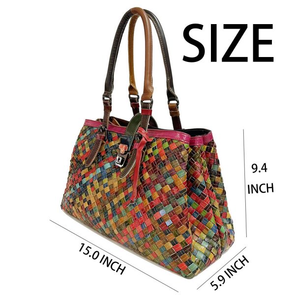 Genuine Leather Vintage woven tote cross-body bag