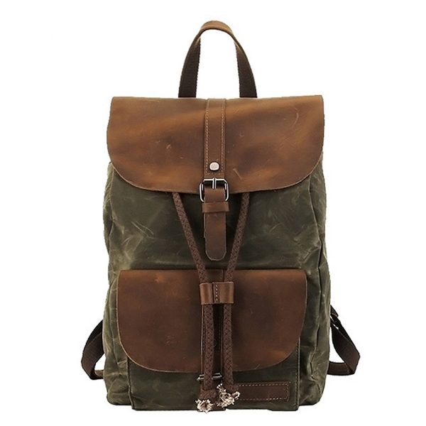 Vintage Waterproof Backpack Daypack Made of Canvas Leather