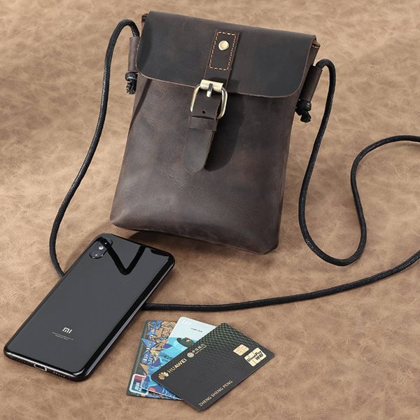 Genuine Leather Small Crossbody Bag for Men