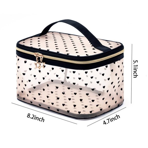 Tulle Heart Pattern Cosmetic Bag