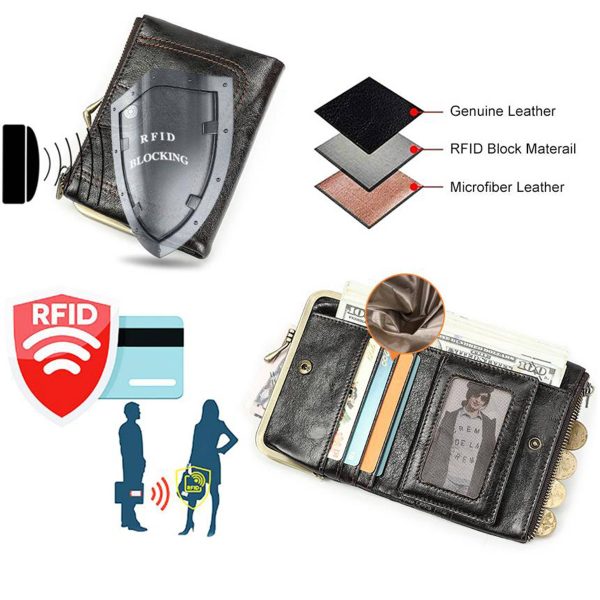 Genuine Leather RFID Clip Medium Waterproof Wallet