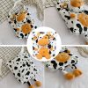 Canvas Cartoon cow large capacity tote bag