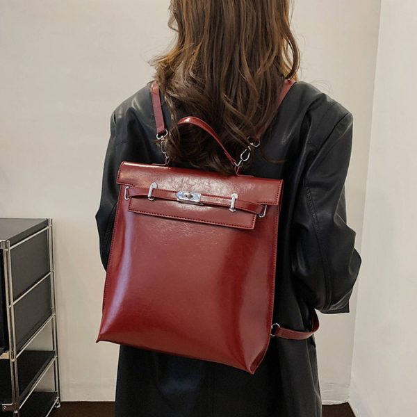Pu Leather Casual Backpack For Women