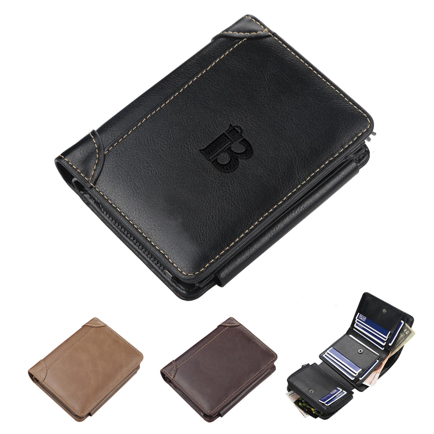 Men's Genuine Leather Passcase Wallet