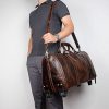 Large Leather Travel Duffel Bag with 2-rolling Spinner Wheel