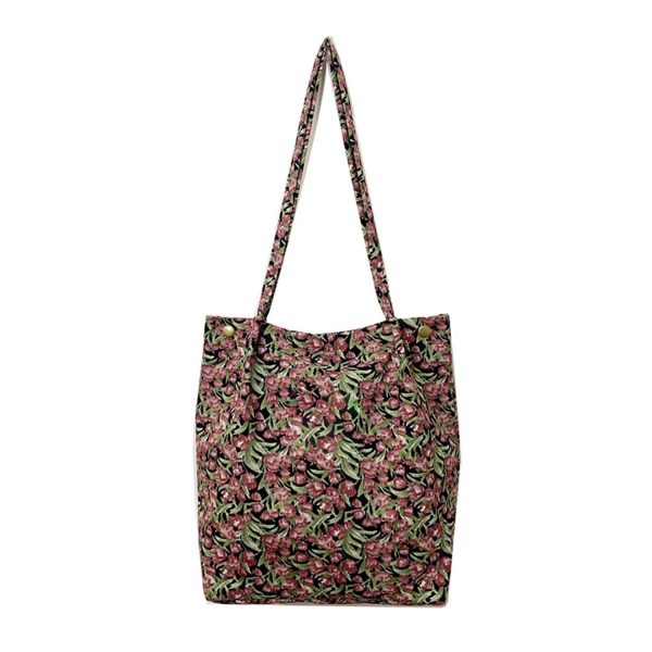 Corduroy high-capacity printed handbag tote bag