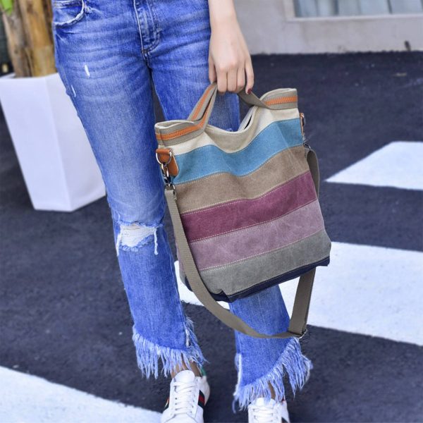 Canvas Patchwork Women's Shoulder Tote Bag