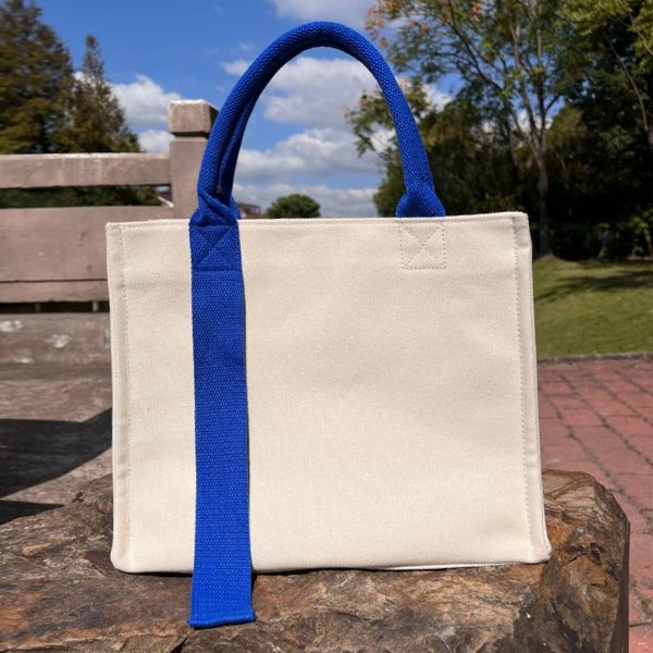 Canvas Reusable Crossbody Shopping Tote Bag with Ribbon