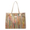 Canvas Tote Bag Rainbow Stripe Large Capacity