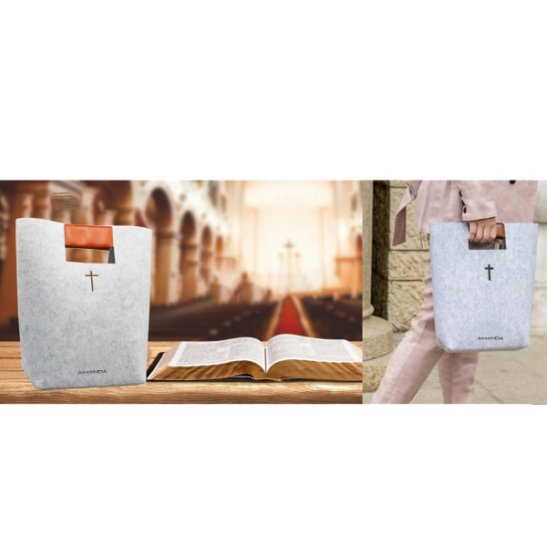 Carved Cross Felt Bible Church Outdoor User Thick Tote Bag