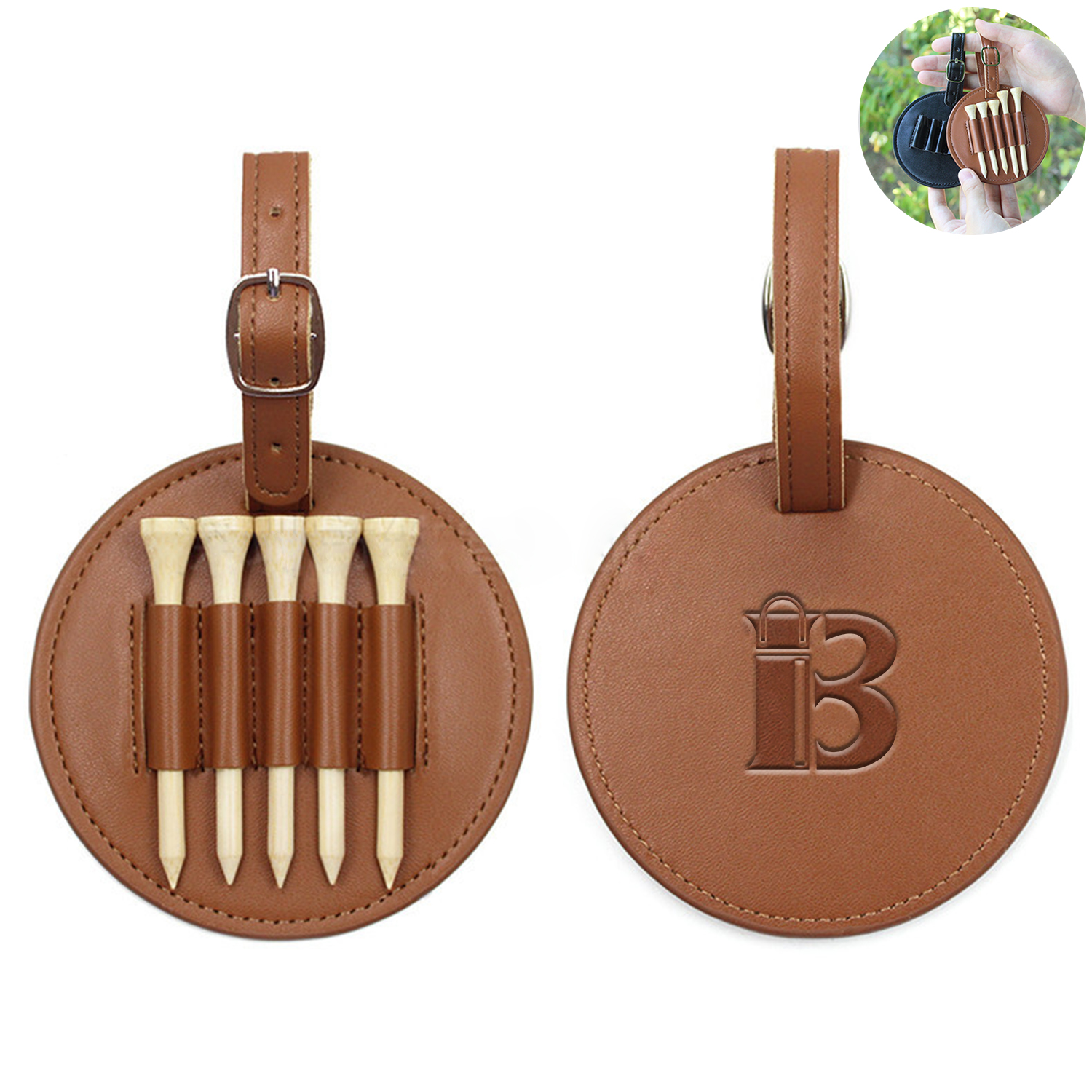 PU Leather Golf Tee Bag