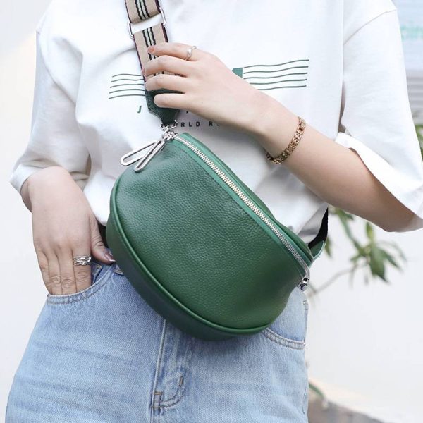 Leather Crossbody Bag With Two Zippers