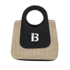 Retro color-blocking spliced straw bag