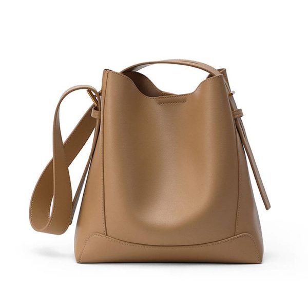 Genuine Leather Tote Bucket Bag