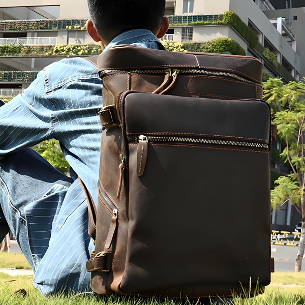 Genuine Leather Vintage Laptop Backpack for Travel