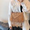 Jute Straw cotton tassel shoulder cross-body bag