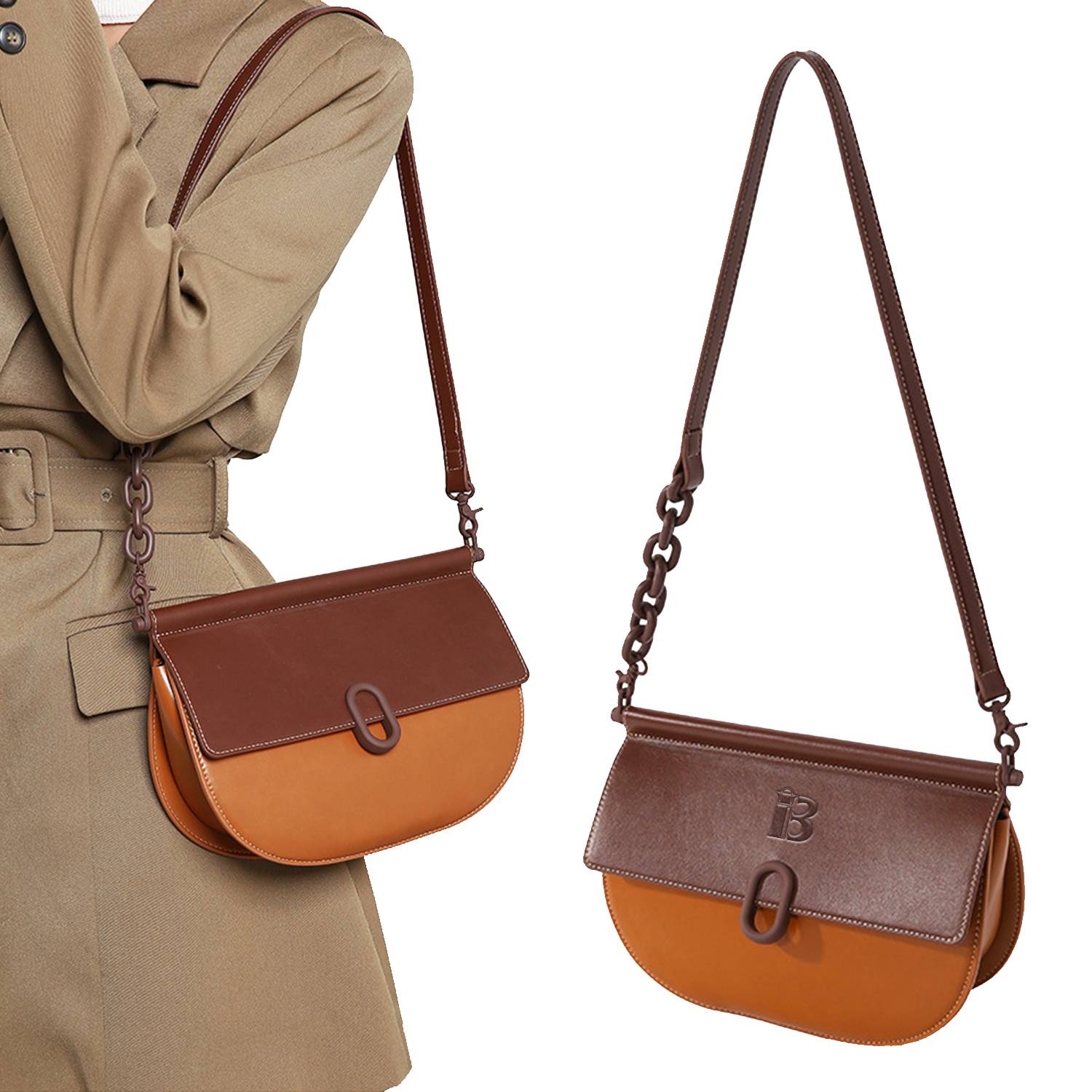 Saddle Shoulder Crossbody Tote Bag