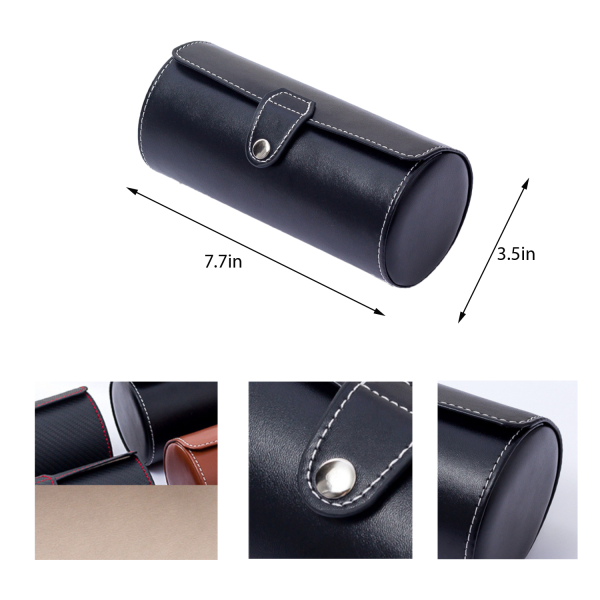 Pu Leather Travel Watch Roll Organizer Display Case