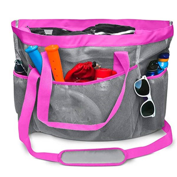 Nylon Mesh Beach crossbody Bag with Zipper